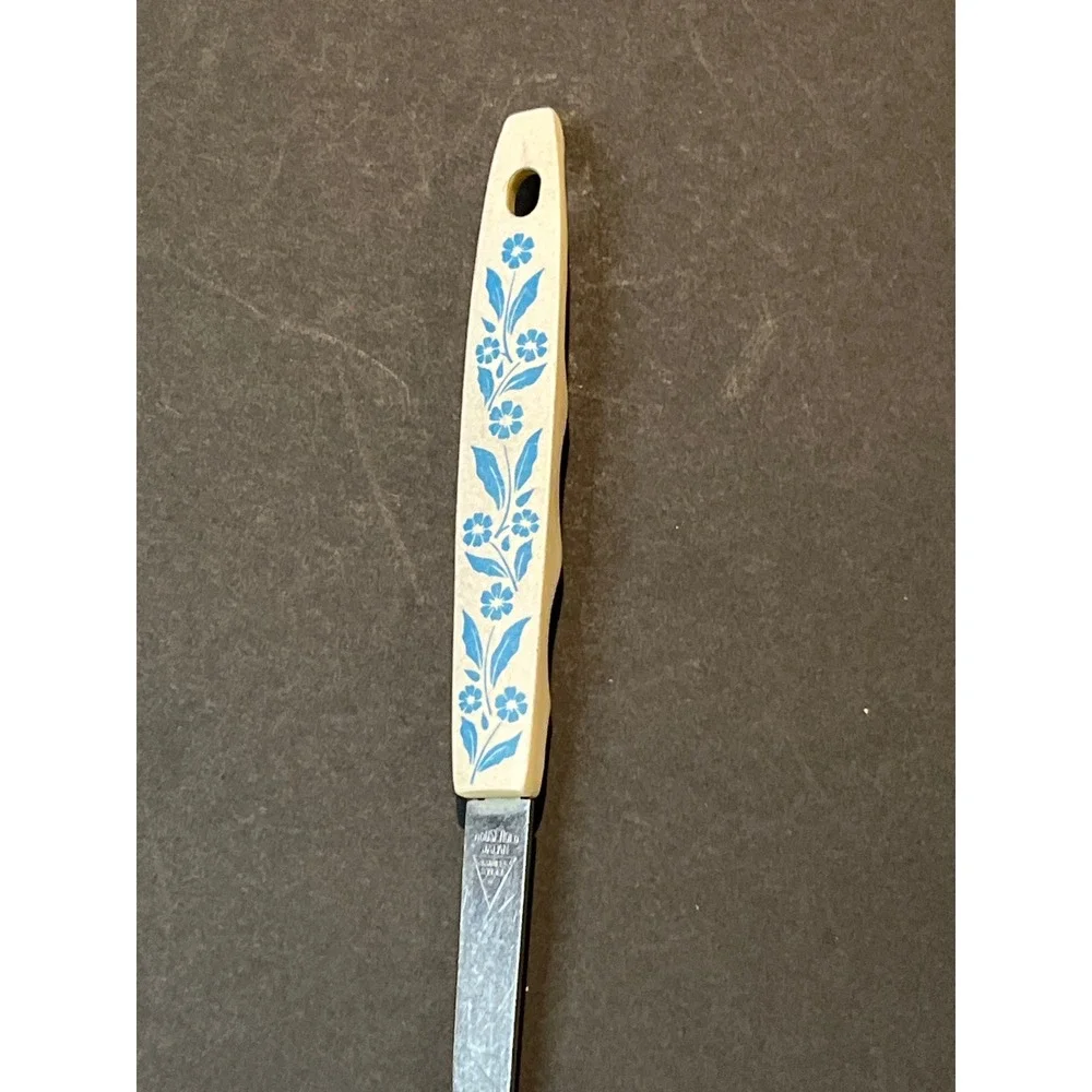Vintage Household Stainless Steel Soup Ladle Blue Floral Melamine Handle corning